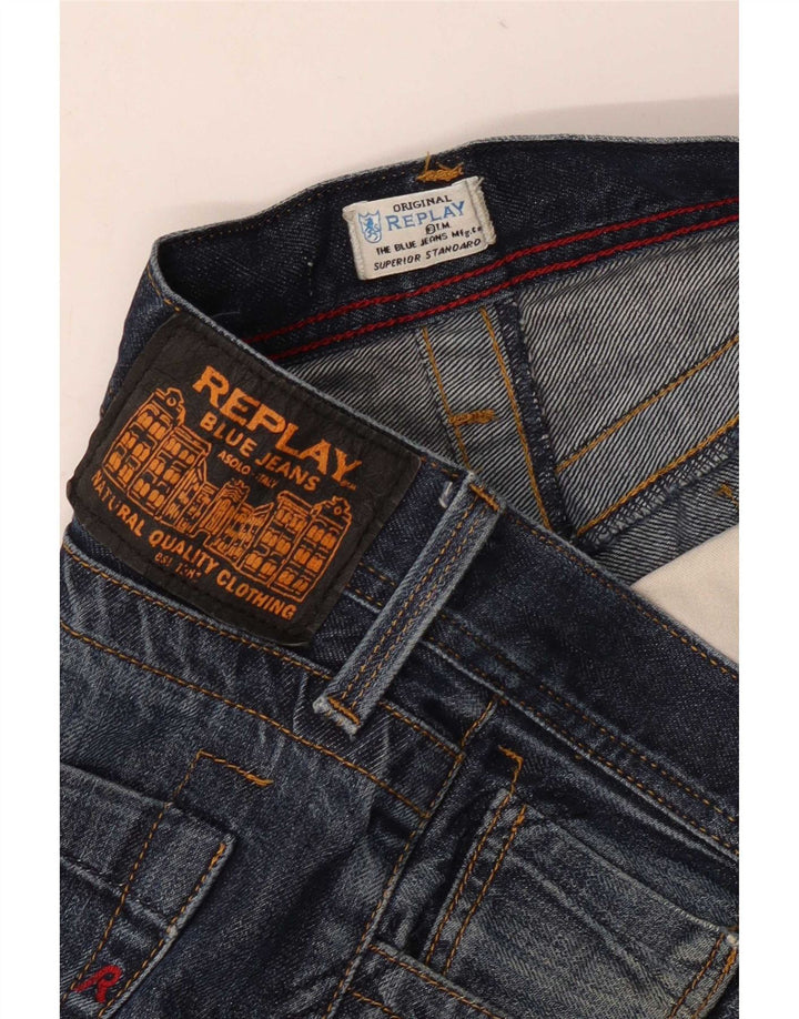 Replay Mens Straight Jeans W32 L30 Navy Blue