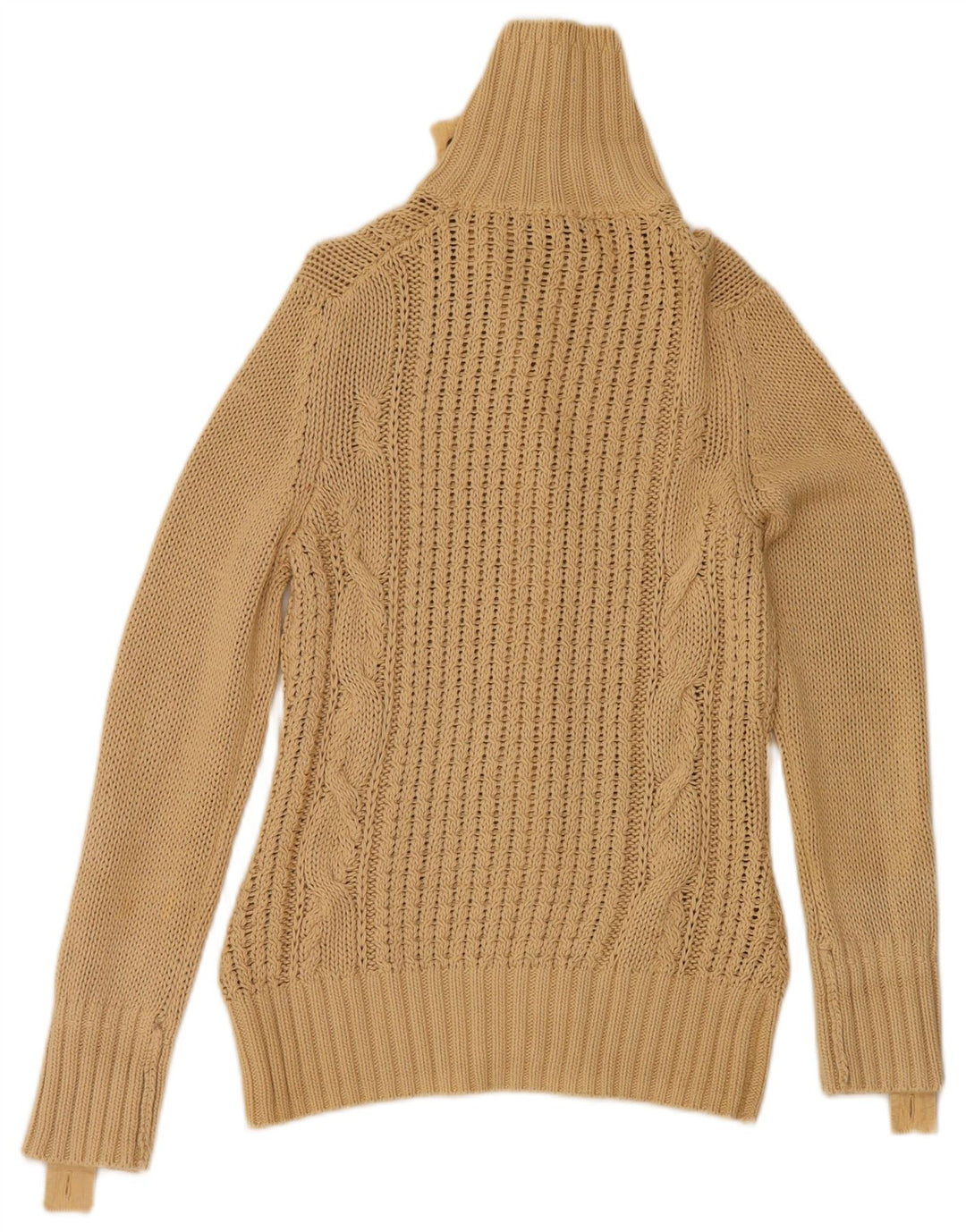 Massimo Dutti Womens Cardigan Sweater UK 12 Medium Beige Cotton