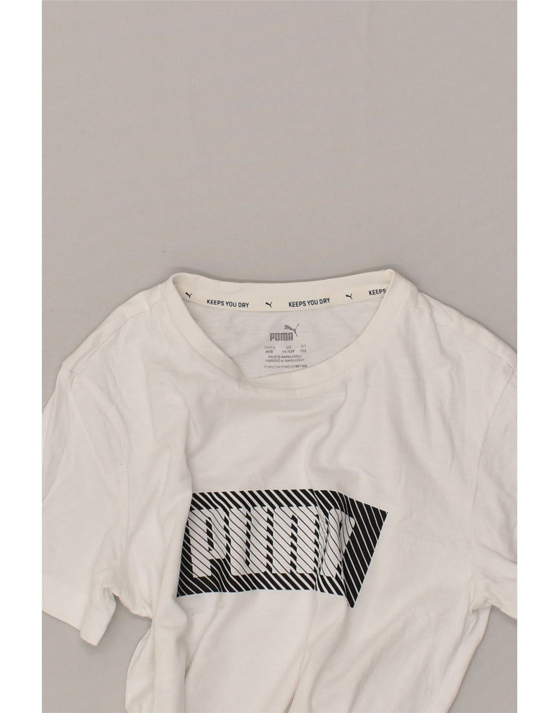 PUMA Boys Graphic T-Shirt Top 11-12 Years White Cotton | Vintage Puma | Thrift | Second-Hand Puma | Used Clothing | Messina Hembry 