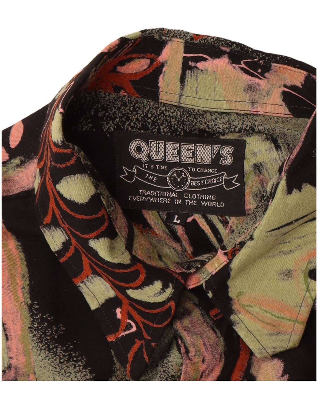 Vintage Mens Abstract Pattern Shirt Large Multicoloured Floral Viscose