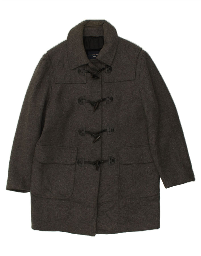 VIA TORNABUONI Womens Duffle Coat IT 50 XL Grey Wool | Vintage Via Tornabuoni | Thrift | Second-Hand Via Tornabuoni | Used Clothing | Messina Hembry 