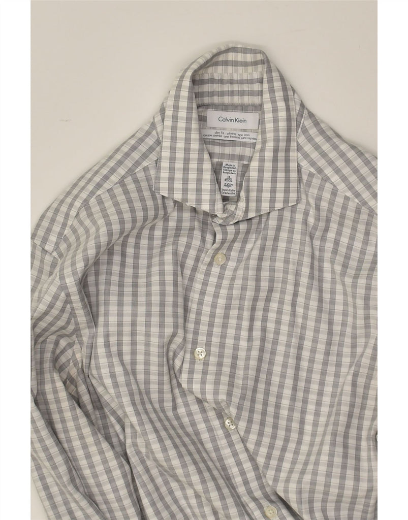 CALVIN KLEIN Mens NON - IRON Slim Fit Shirt Size 15 Medium Grey Check | Vintage Calvin Klein | Thrift | Second-Hand Calvin Klein | Used Clothing | Messina Hembry 