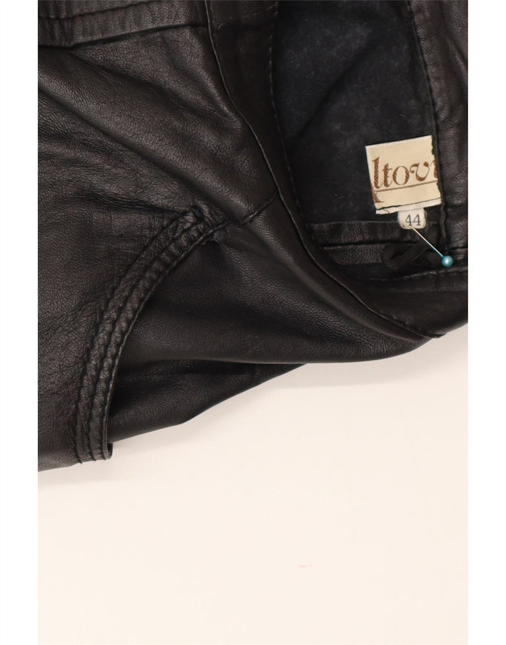 Vintage Womens Mini Leather Skirt IT 44 Medium W28 Black