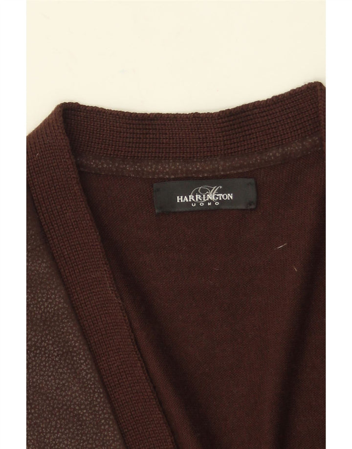 Vintage Mens Cardigan Sweater Medium Brown Wool