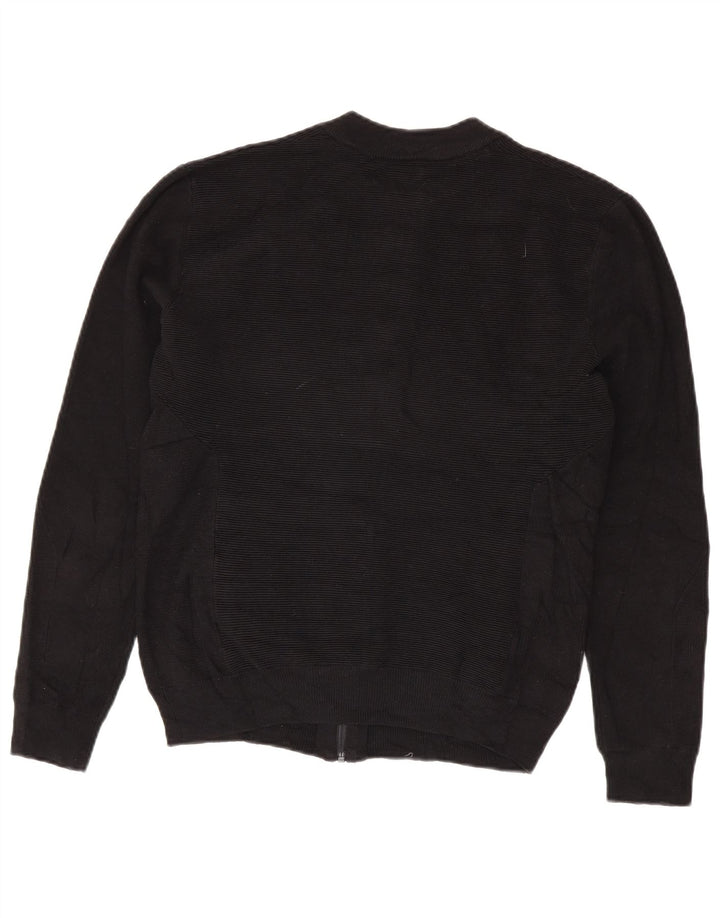 Zara Mens Cardigan Sweater Large Black Cotton