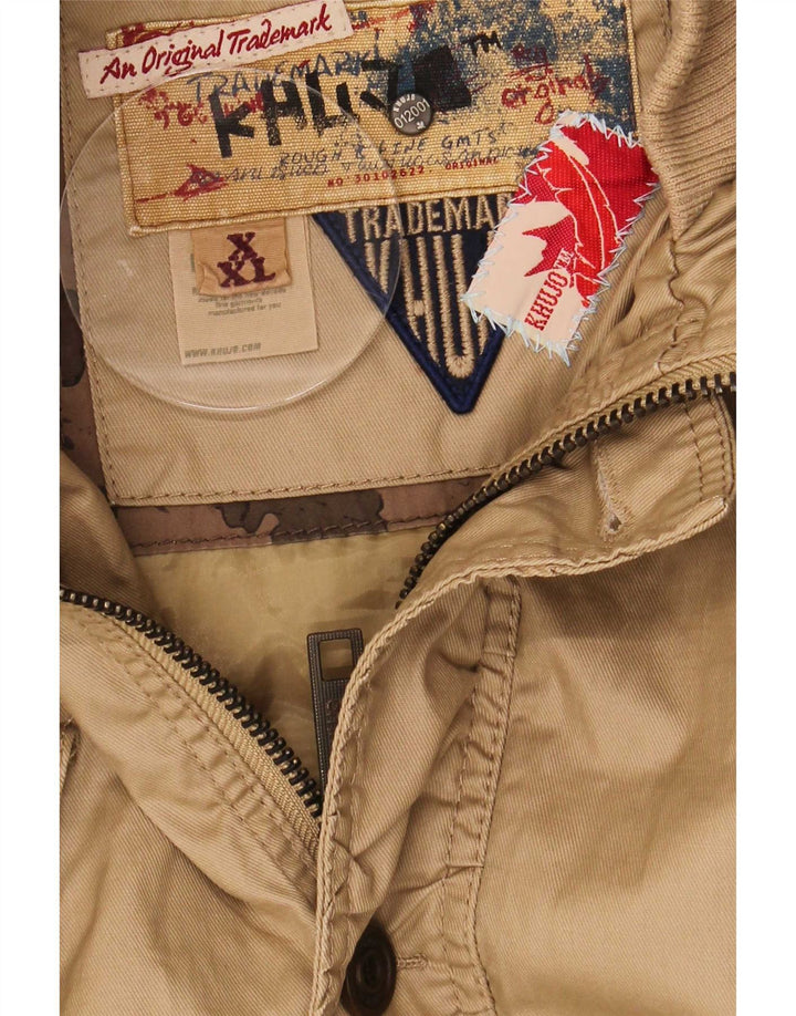 KHUJO Womens Hooded Parka Jacket UK 20 2XL Beige Polyester