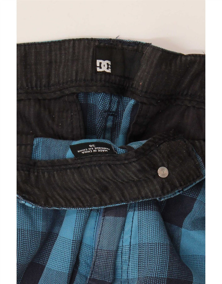 DC Mens Cargo Shorts W38 XL Blue Check Cotton