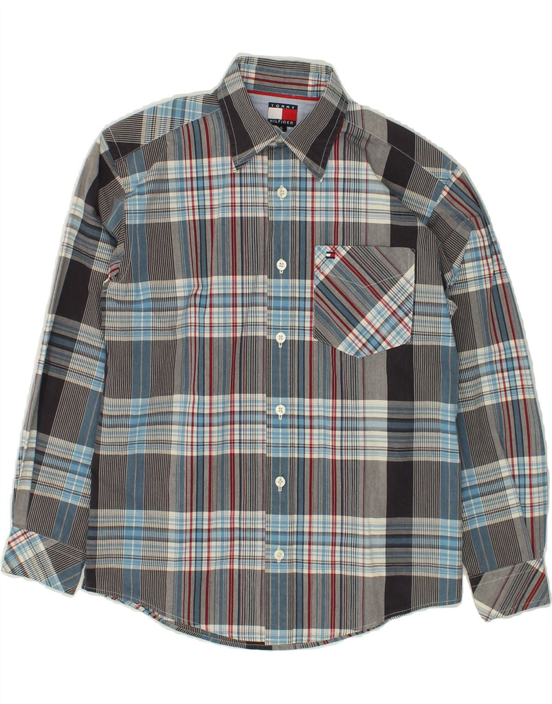 TOMMY HILFIGER Boys Shirt 9-10 Years Small Grey Check Cotton | Vintage Tommy Hilfiger | Thrift | Second-Hand Tommy Hilfiger | Used Clothing | Messina Hembry 