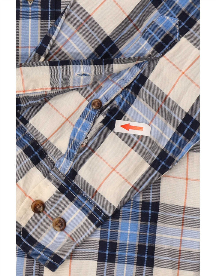 Izod Mens Shirt Medium Blue Plaid Cotton