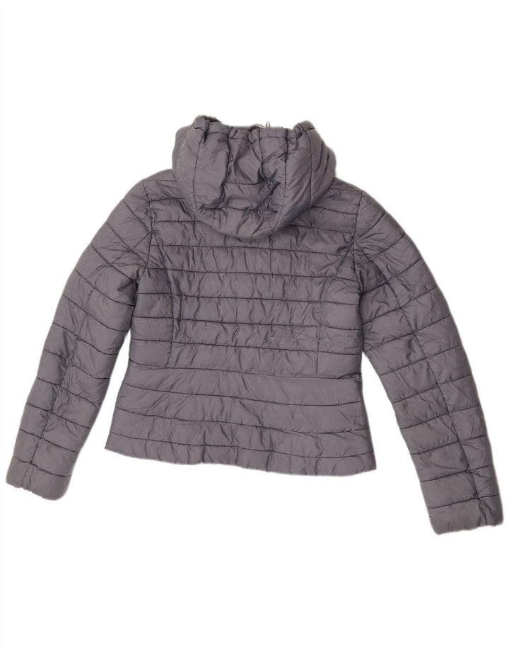 Zara Womens Hooded Padded Jacket UK 14 Large Grey Polyester