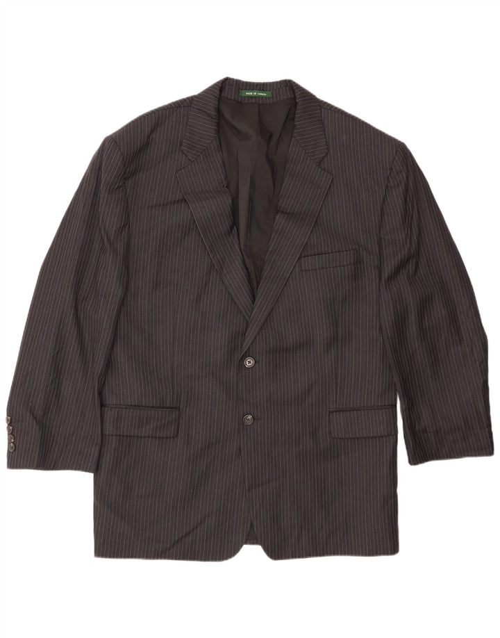 Ralph Lauren Mens 2 Button Blazer Jacket UK 42 XL Black Pinstripe Wool