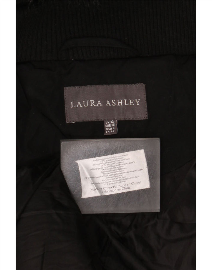 Laura Ashley Womens Hooded Padded Coat UK 12 Medium Black Polyester