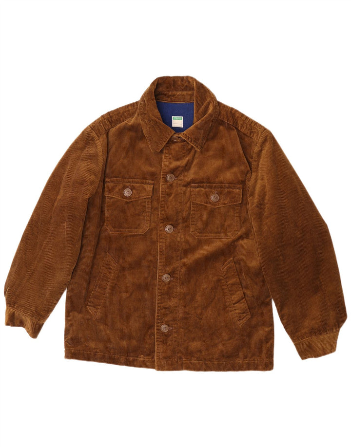 Benetton Mens Corduroy Jacket UK 38 Medium Khaki Cotton