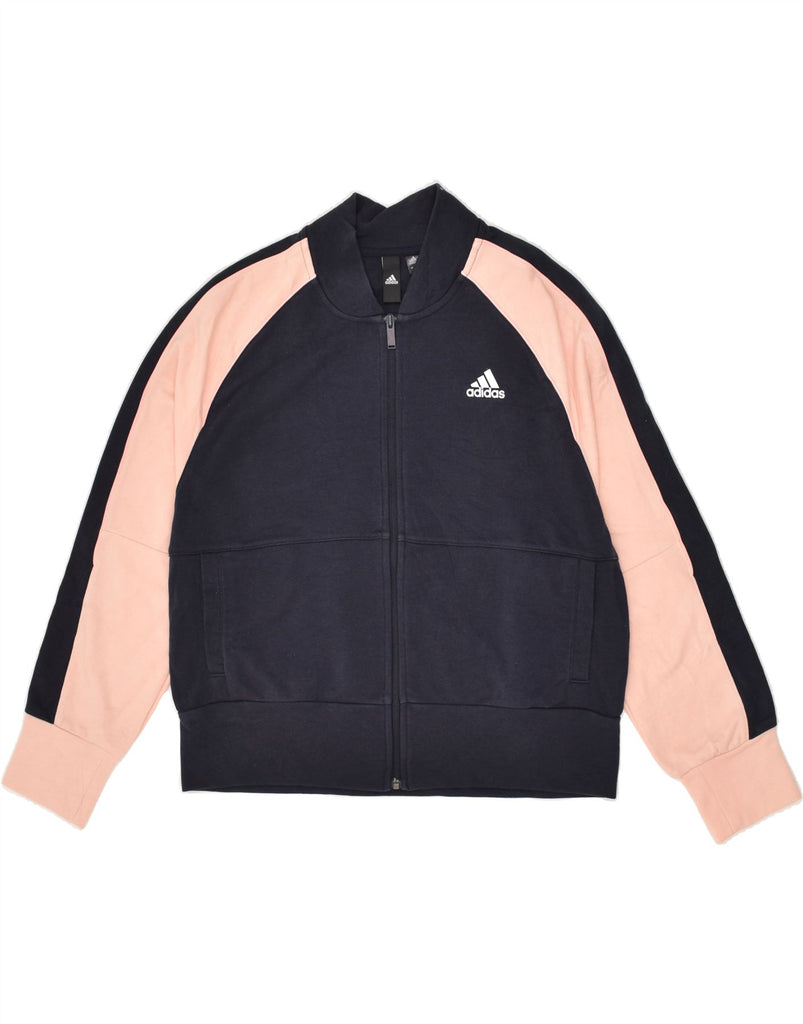 ADIDAS Womens Graphic Tracksuit Top Jacket UK 16/18 Large Navy Blue | Vintage Adidas | Thrift | Second-Hand Adidas | Used Clothing | Messina Hembry 