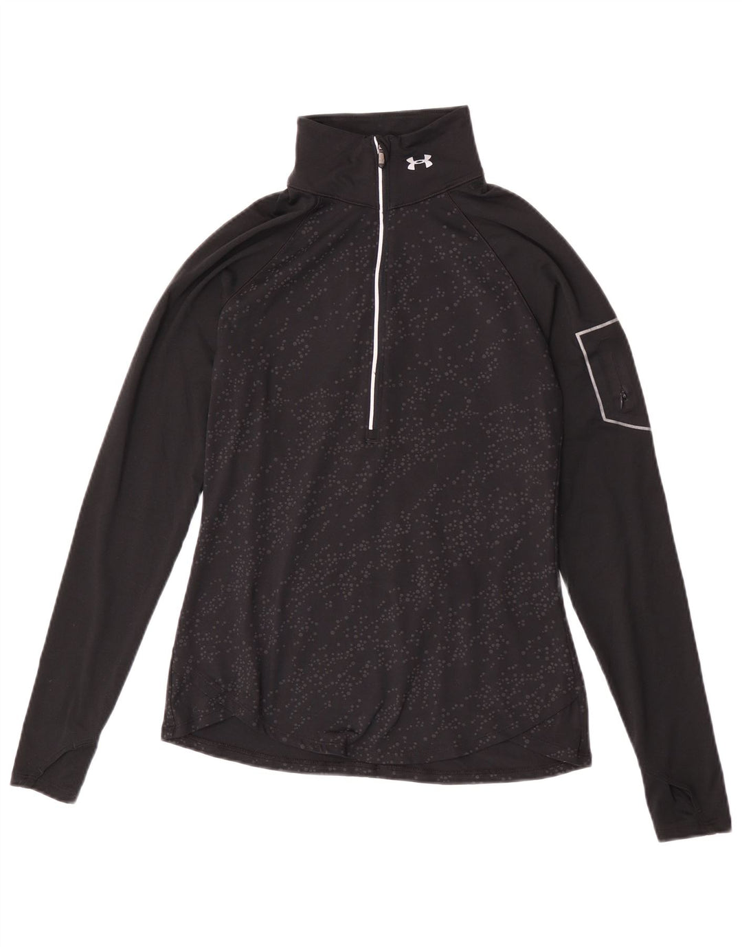 Under Armour Womens Pullover Tracksuit Top UK 12 Medium Black Spotted