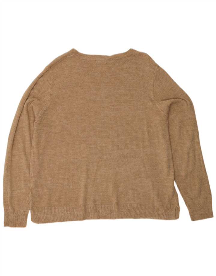 MARKS & SPENCER Womens Crew Neck Jumper Sweater UK 22 3XL Beige Acrylic