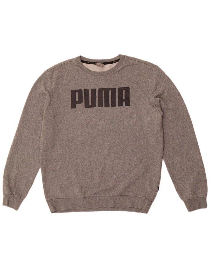 Puma Mens Graphic Sweatshirt Jumper Medium Grey Flecked Cotton