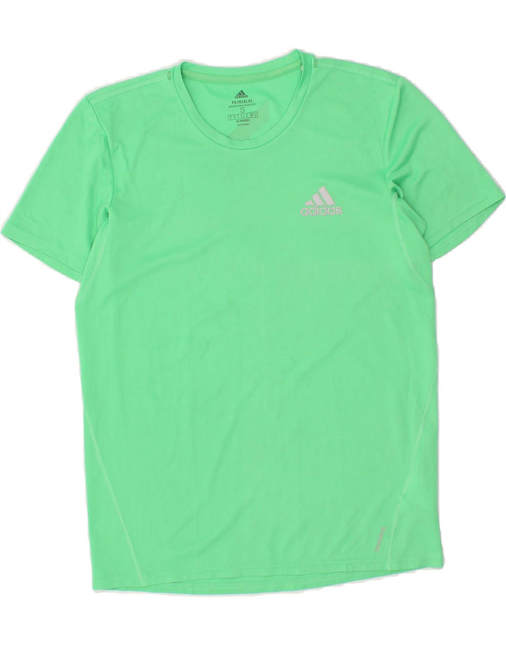 ADIDAS Mens Prime Blue T-Shirt Top Small Green Polyester Vintage Adidas and Second-Hand Adidas from Messina Hembry 