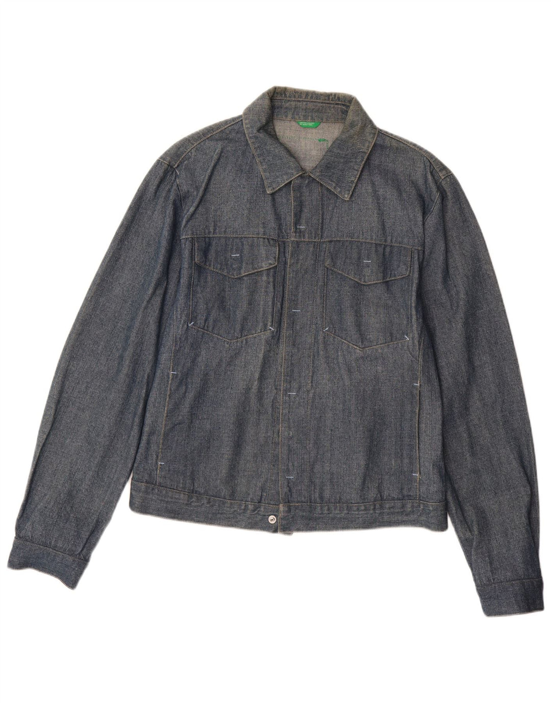 Benetton Mens Denim Jacket UK 40 Large Navy Blue Cotton