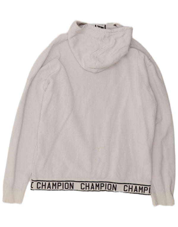 Champion Mens Graphic Hoodie Jumper Large White Cotton