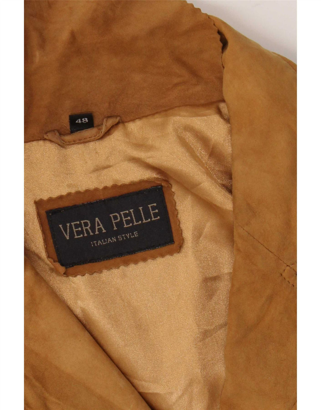 Vintage Womens Suede Jacket IT 48 XL Beige Leather