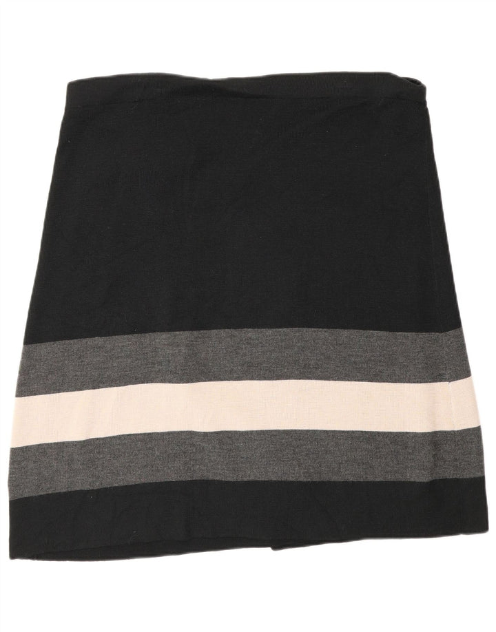 Phase Eight Womens Knit Wrap Skirt W34 Large Black Striped Wool