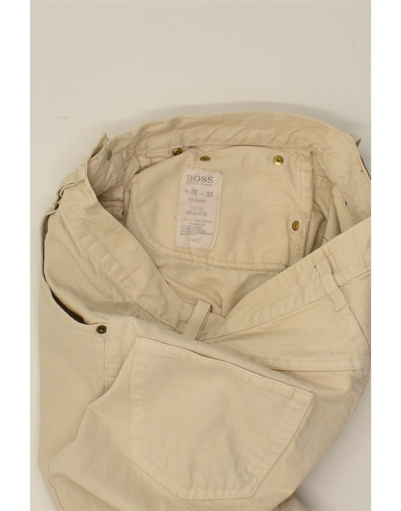 HUGO BOSS Mens Tapered Casual Trousers W32 L32  Beige Cotton | Vintage Hugo Boss | Thrift | Second-Hand Hugo Boss | Used Clothing | Messina Hembry 