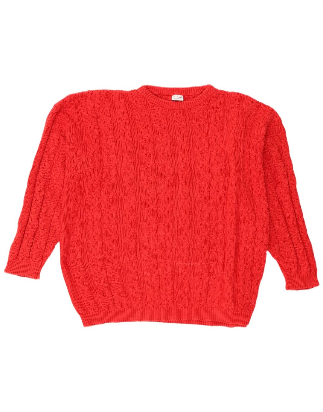 Lecomte Womens Oversized Crew Neck Jumper Sweater UK 18 XL Red Cotton