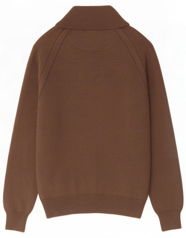 Marks & Spencer Mens Blue Harbour Button Neck Jumper Sweater Medium Brown