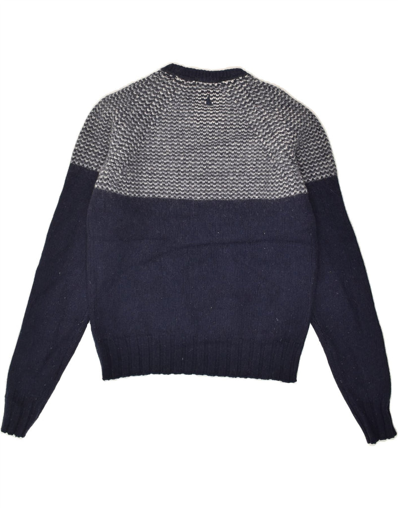 MUSTO Mens Boat Neck Jumper Sweater Medium Navy Blue Colourblock Lambswool | Vintage Musto | Thrift | Second-Hand Musto | Used Clothing | Messina Hembry 