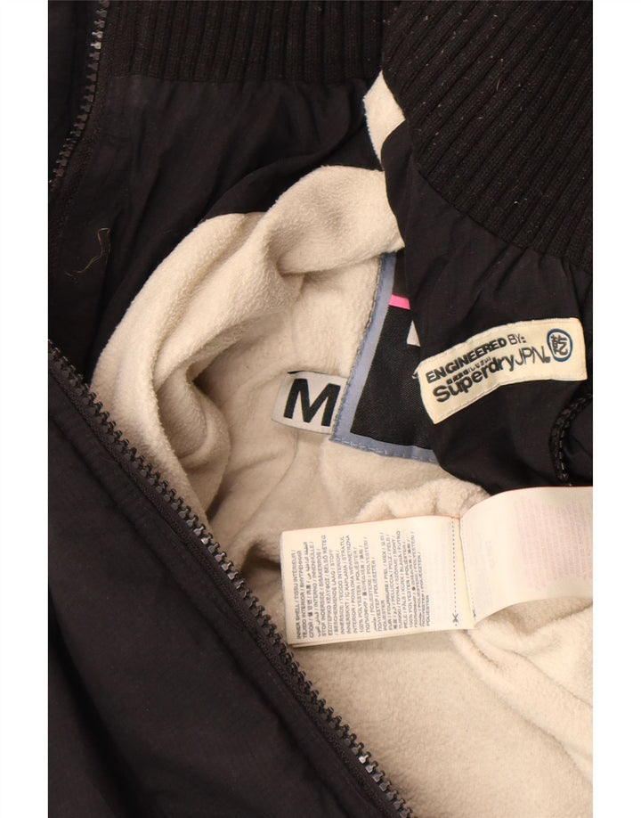Superdry Womens Graphic Hooded Windbreaker Jacket UK 14 Medium Black