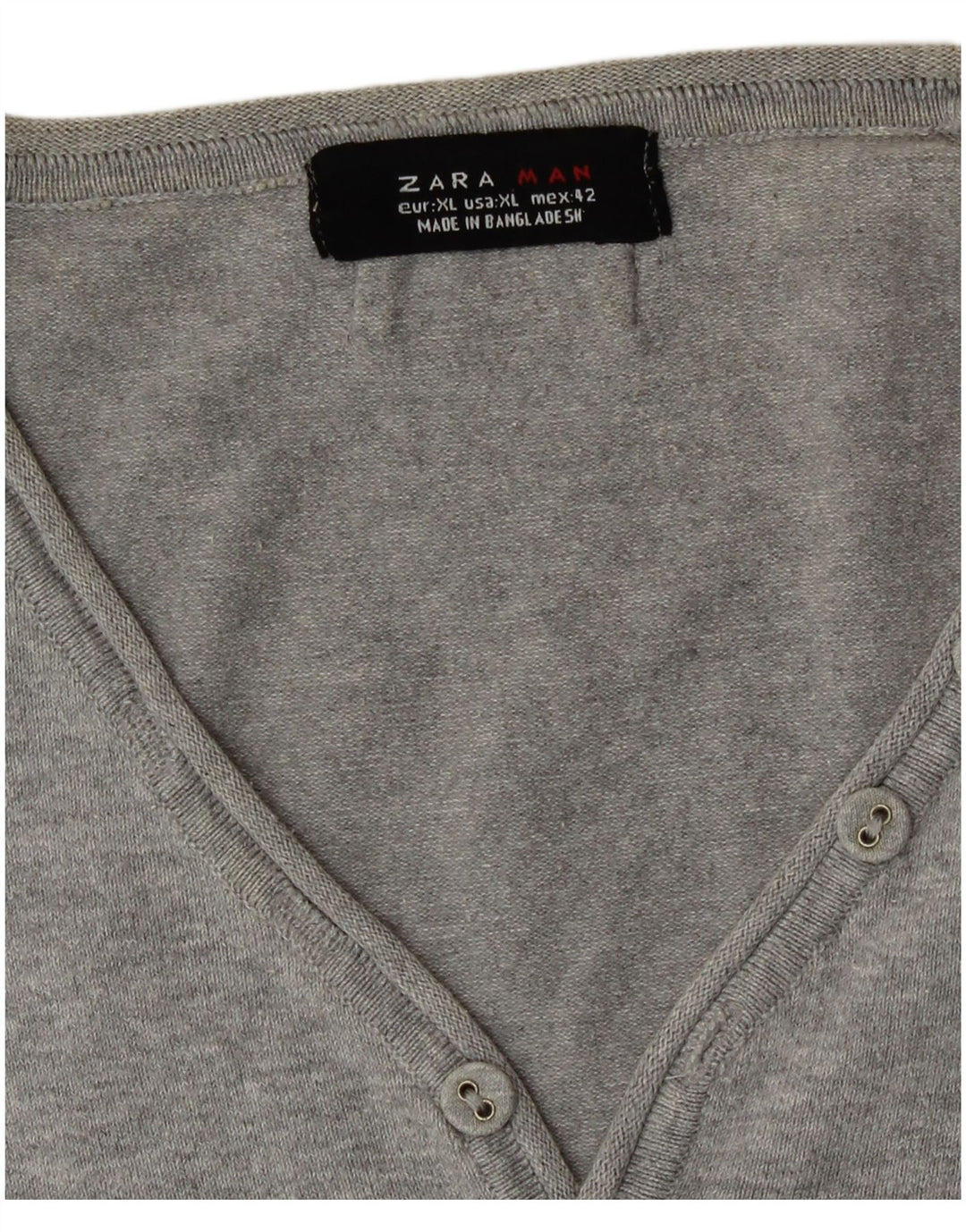 Zara Mens Short Sleeve V-Neck Jumper Sweater XL Grey