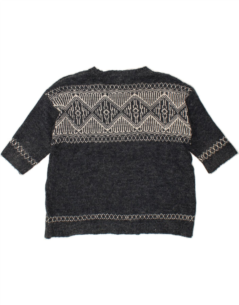 FAT FACE Womens Boat Neck Jumper Sweater UK 14 Medium Grey Fair Isle Vintage Fat Face and Second-Hand Fat Face from Messina Hembry 