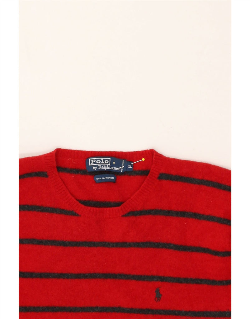 POLO RALPH LAUREN Womens Crop Crew Neck Jumper Sweater UK 18 XL Red | Vintage Polo Ralph Lauren | Thrift | Second-Hand Polo Ralph Lauren | Used Clothing | Messina Hembry 