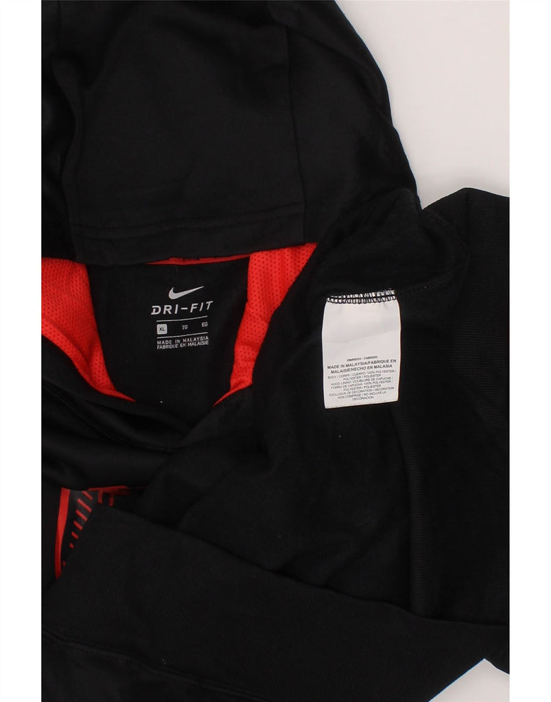 NIKE Boys Dri Fit Graphic Hoodie Jumper 13-14 Years XL Black Colourblock Vintage Nike and Second-Hand Nike from Messina Hembry 