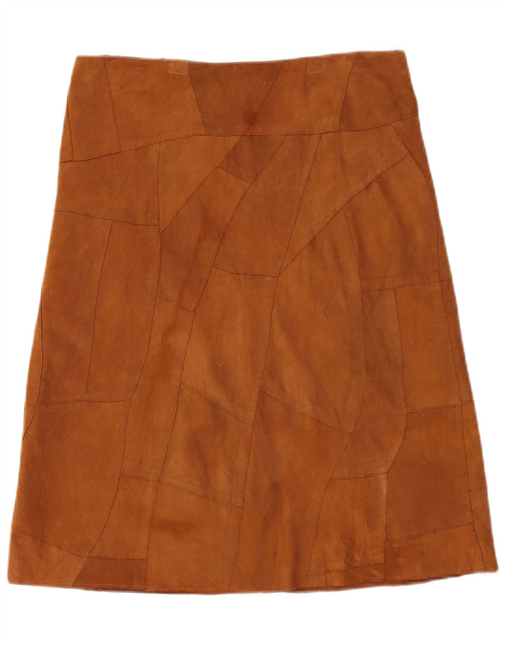 VINTAGE Womens Suede Skirt IT 44 Medium W30  Brown Leather
