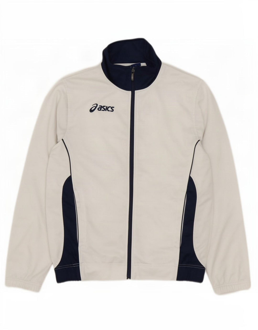 Asics Mens Tracksuit Top Jacket Small White Colourblock Polyester