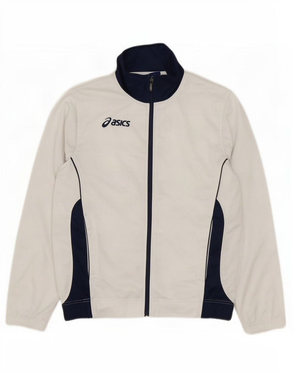 Asics Mens Tracksuit Top Jacket Small White Colourblock Polyester