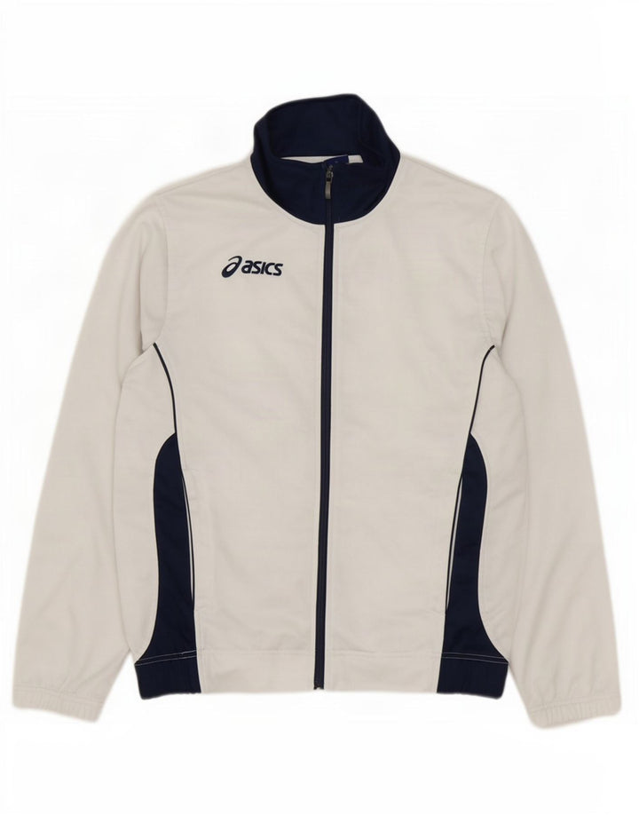 Asics Mens Tracksuit Top Jacket Small White Colourblock Polyester