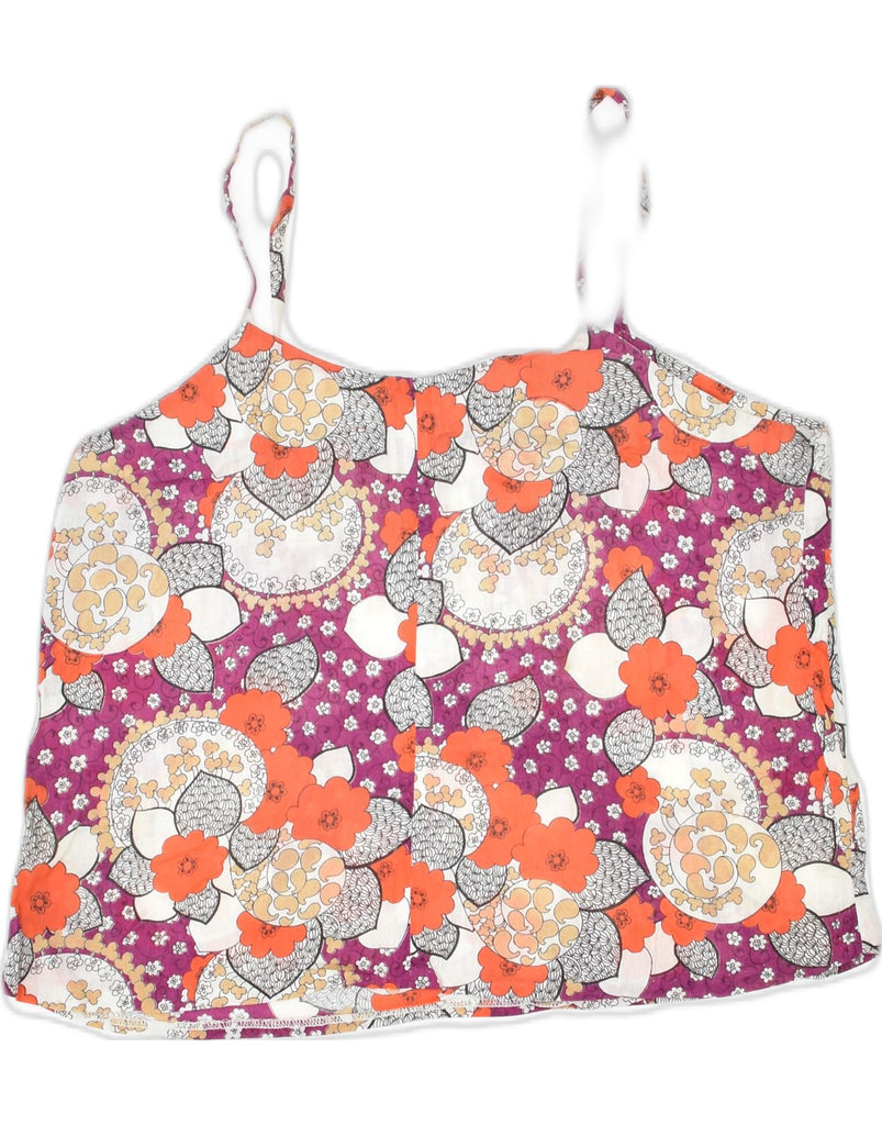 VINTAGE Womens Crop Top UK 12 Medium Multicoloured Floral | Vintage | Thrift | Second-Hand | Used Clothing | Messina Hembry 