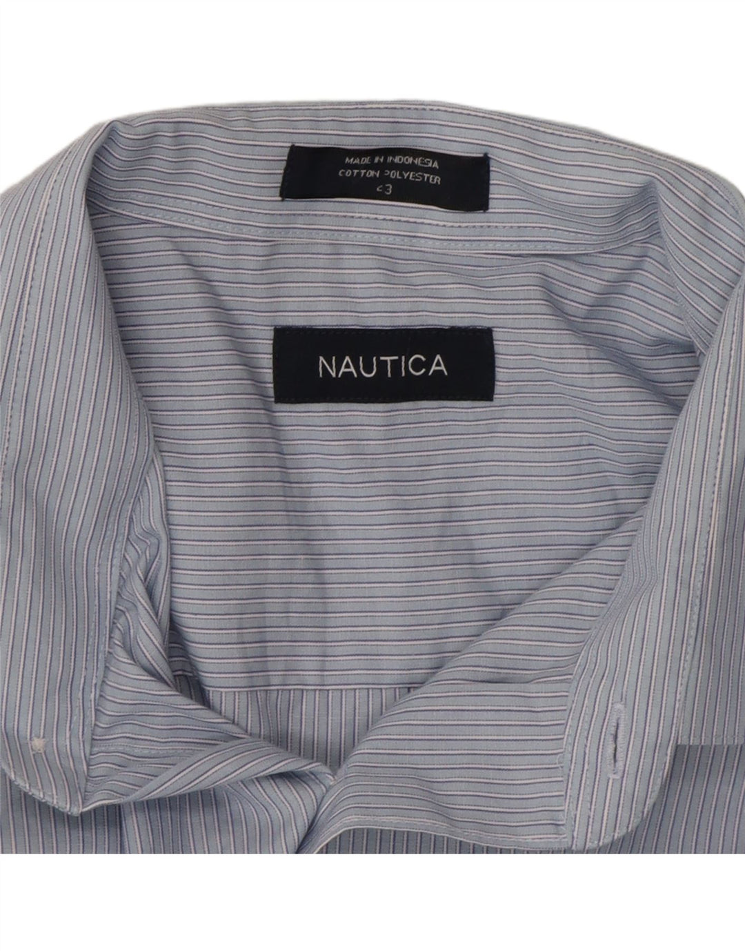 NAUTICA Mens Shirt Size 43 Large Blue Striped Cotton
