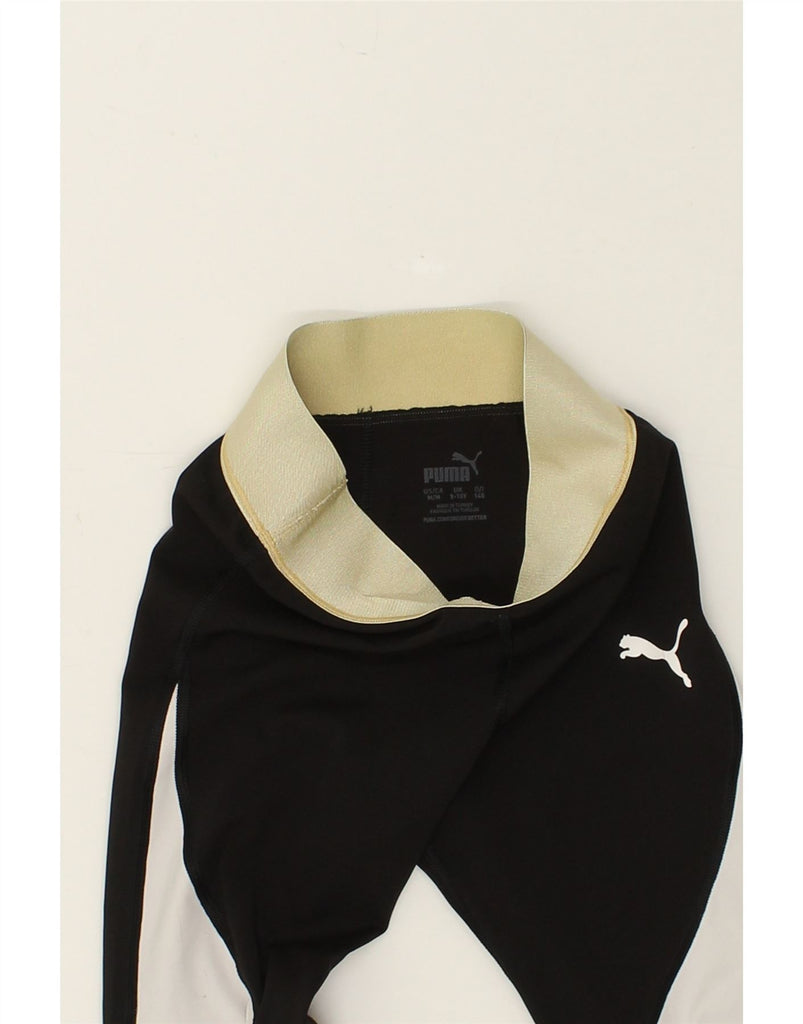 PUMA Girls Graphic Leggings 9-10 Years Black Colourblock Polyester | Vintage Puma | Thrift | Second-Hand Puma | Used Clothing | Messina Hembry 