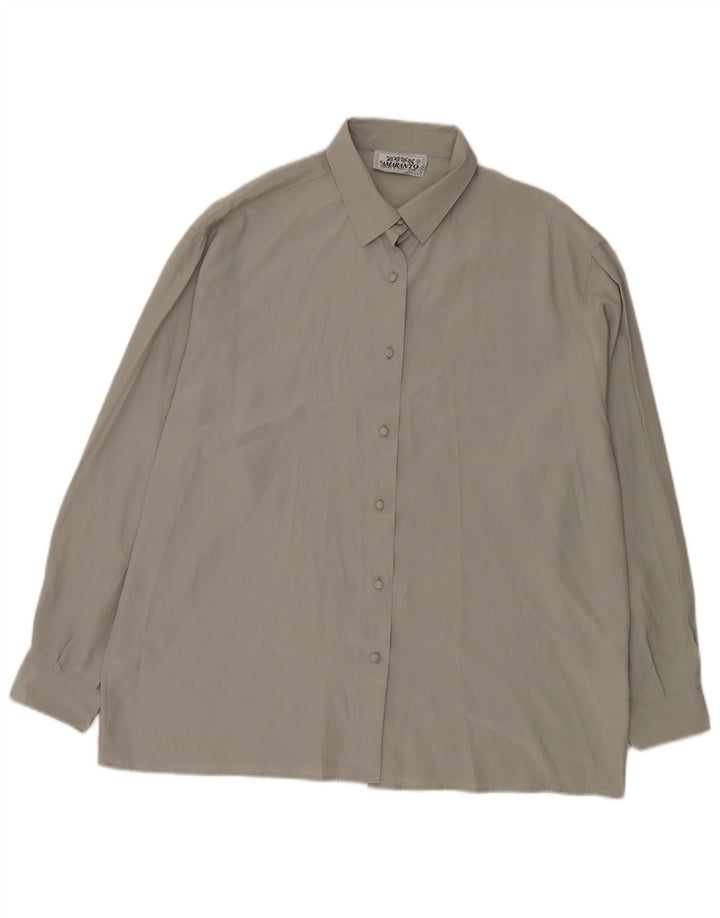Amaranto Womens Loose Fit Shirt Blouse IT 50 XL Grey Polyester