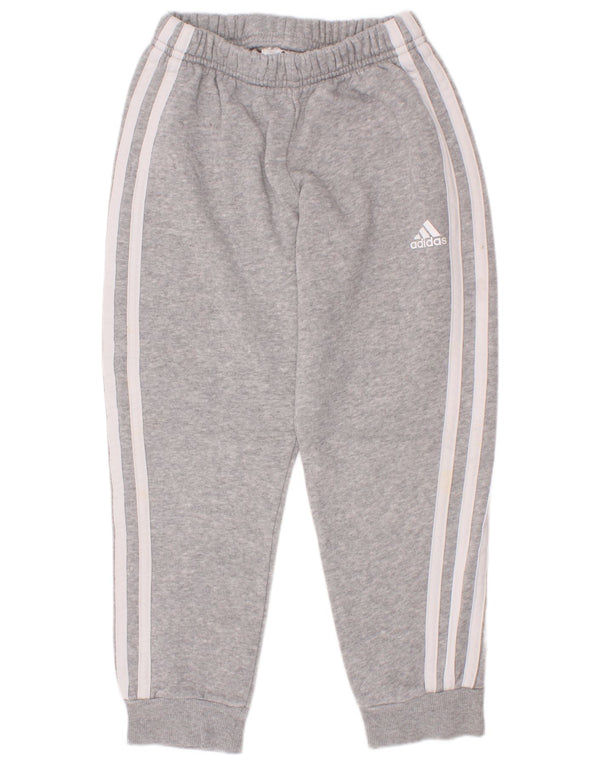 Adidas Boys Tracksuit Trousers Joggers 6-7 Years Grey Flecked Cotton