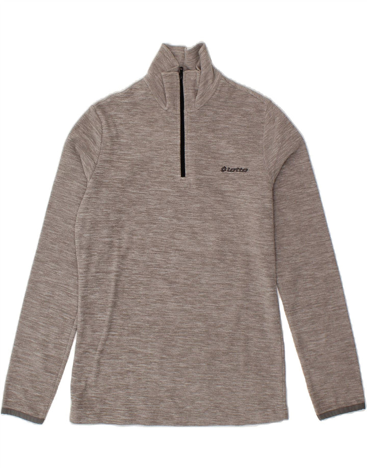 LOTTO Womens Zip Neck Fleece Jumper UK 12 Medium Grey Polyester Vintage Lotto and Second-Hand Lotto from Messina Hembry 