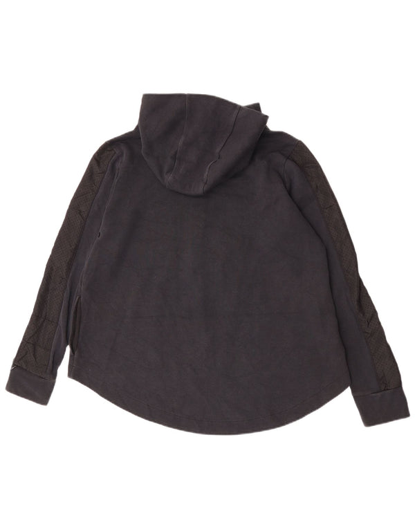 Nike Womens Zip Hoodie Sweater UK 14 Medium Black Cotton