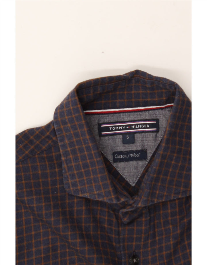 TOMMY HILFIGER Mens Flannel Shirt Small Navy Blue Check Cotton Vintage Tommy Hilfiger and Second-Hand Tommy Hilfiger from Messina Hembry 