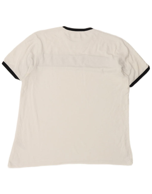 French Connection Mens T-Shirt Top Medium White Colourblock Cotton