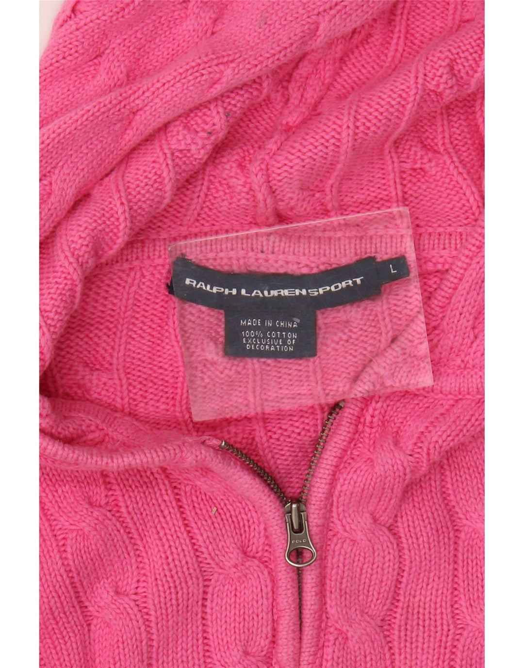 Ralph Lauren Womens Hooded Crop Cardigan Sweater UK 16 Large Pink Cotton