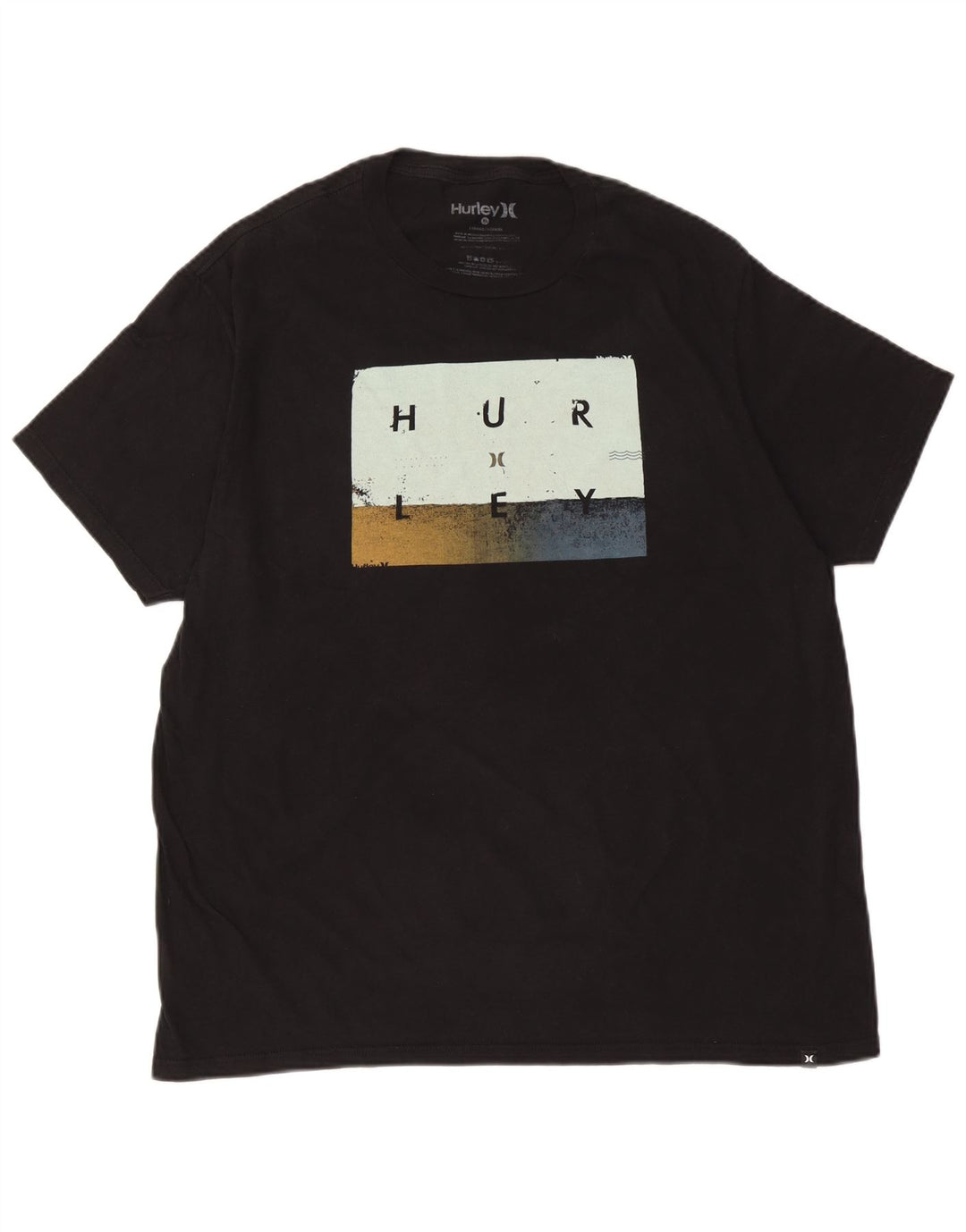 Hurley Mens Graphic T-Shirt Top XL Black Cotton